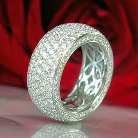 Fashion 925 Silver Rings Cubic Zircon Wedding Engagement Band Jewelry Sz 6-10