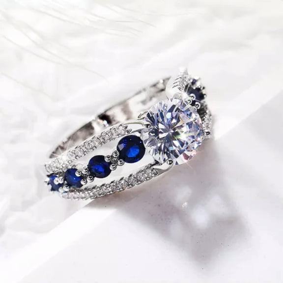 Fashion 925 Silver Rings Women Gifts Cubic Zircon Engagement Jewelry Sz 6-10