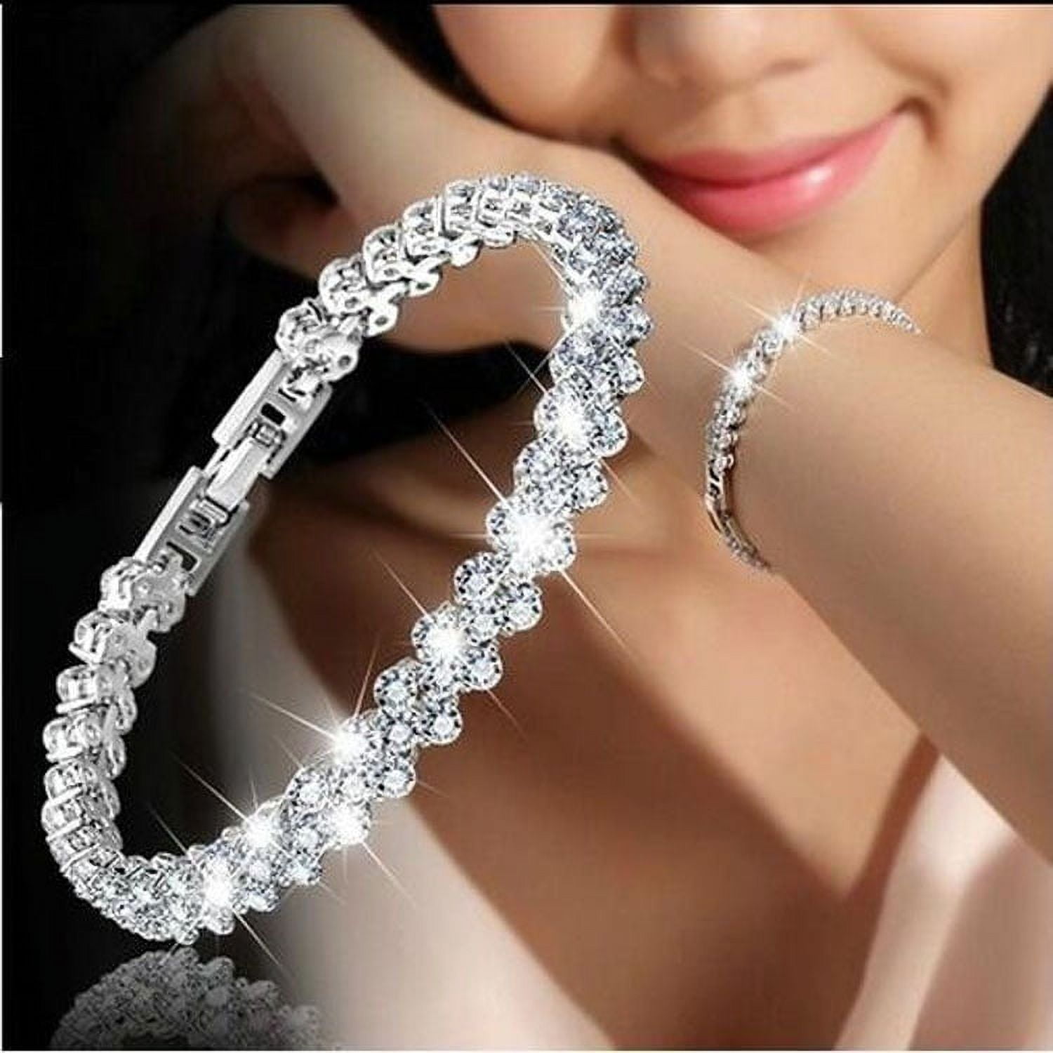keusn silver bracelet shaped heart women's heart bracelet jewelry diamond  imitation bracelets - Walmart.com