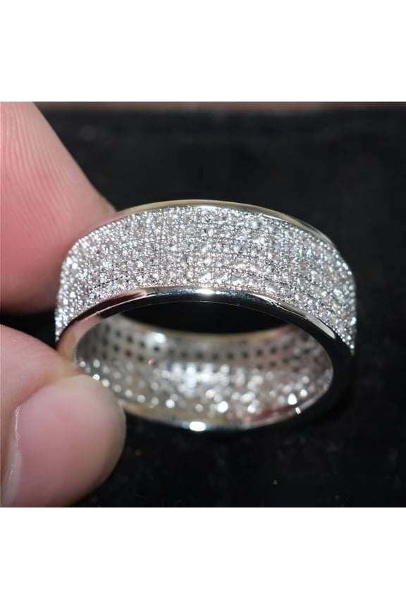 Fashion 925 Sterling Silver Diamond White Gold Filled Engagement Wedding Rings