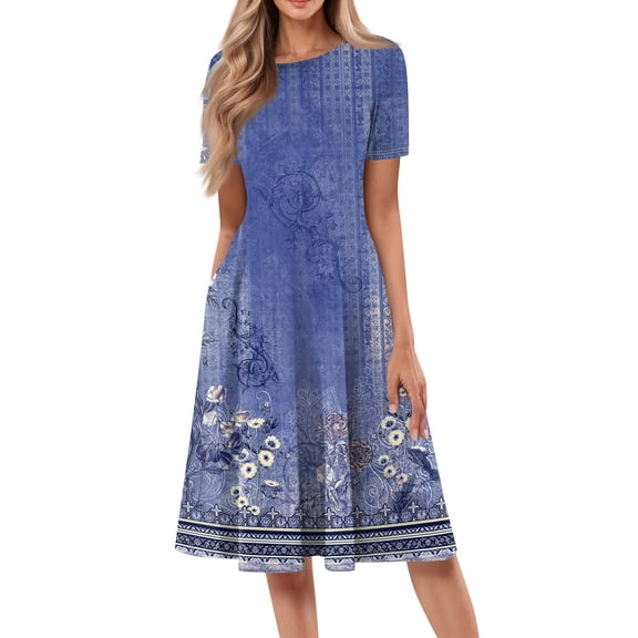 Fashion A-Line Dress for Women CIENVNSTG Flowy Summer Dress Perfect for Casual Outings or Parties