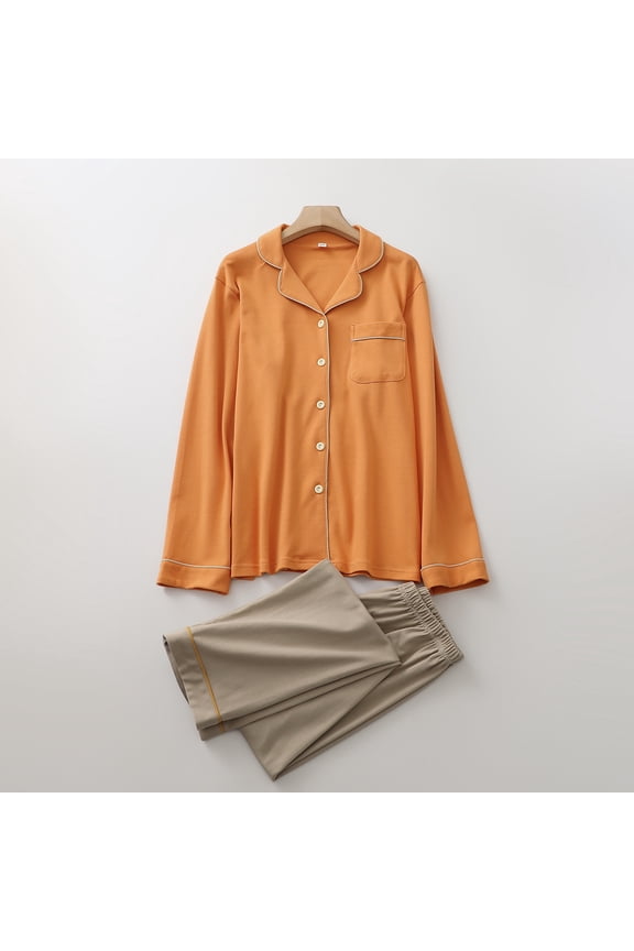 Fashion AB version autumn and winter pajamas for women, pure cotton and wool Japanese style lapel cardigan, long sleeved long pants, home sleeping clothes can be worn outside