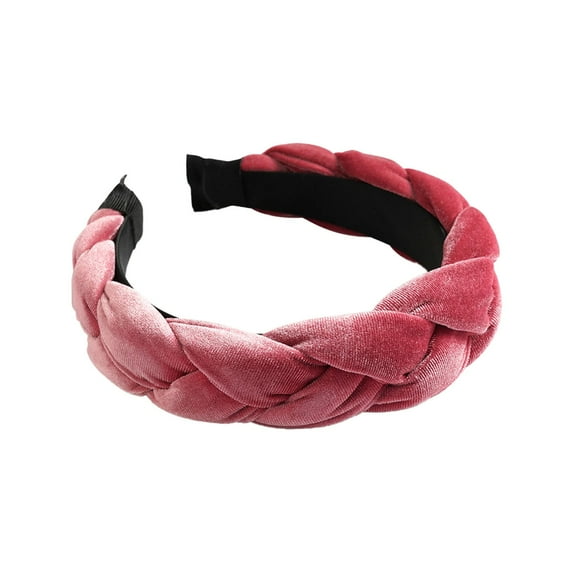 Fashion Accessories, Comdrip Braided Hair Band Velvet Braided Headband Women's Wide Vintage Padded Headband for Women and Girls Headbands for Girls Hot Pink One Size