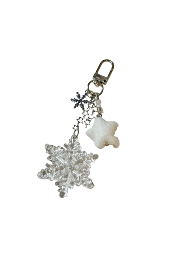 Fashion Accessory Keychain Snowflake Beaded Winter Inspired for Lovely and Practical for Friend