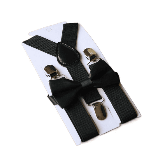 Fashion Adjustable Kids Suspenders Belts With Bowtie Bow Tie Set Matching Ties Outfits For Girl Boys Clothes