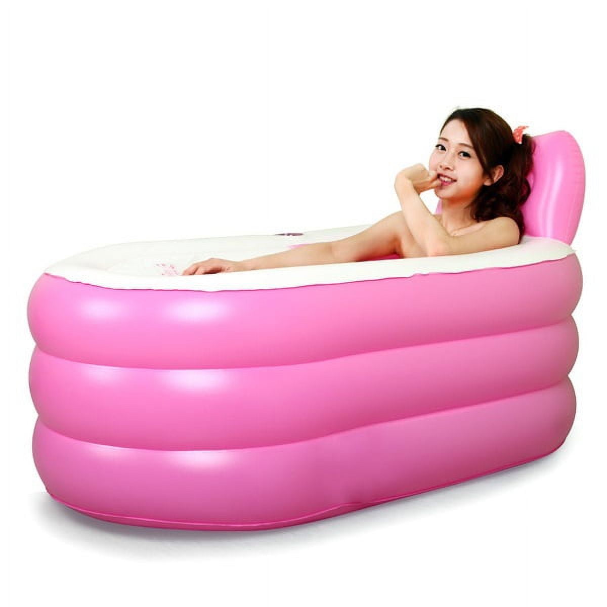 Fashion Adult SPA Inflatable Bath Tub with Electric Air Pump (Pink bathtub, large)