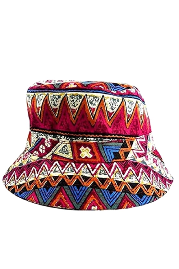 Fashion Adult Women's Bucket Hat (Native Aztec Red)