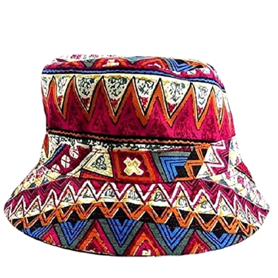 Fashion Adult Women's Bucket Hat (Native Aztec Red)