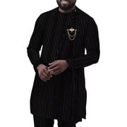 Fashion African Suit for Men Stripe Blazer and Pants 2 Piece Set Business Dress Suit Party Wedding Evening