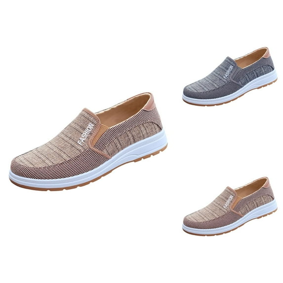 Fashion All Season Men Casual Shoes Flat Bottom Round Toe Non Cloth Shoes Solid Color Comfortable Elastic And Shallow Mouth Shoe For Men