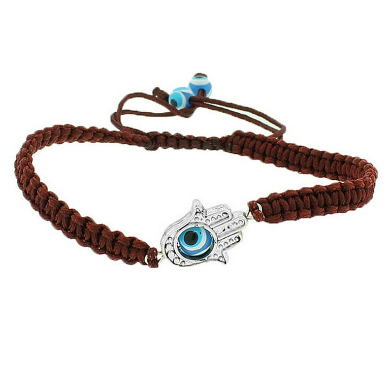 Fashion Alloy Brown Cord Evil Eye Hamsa Macrame Adjustable