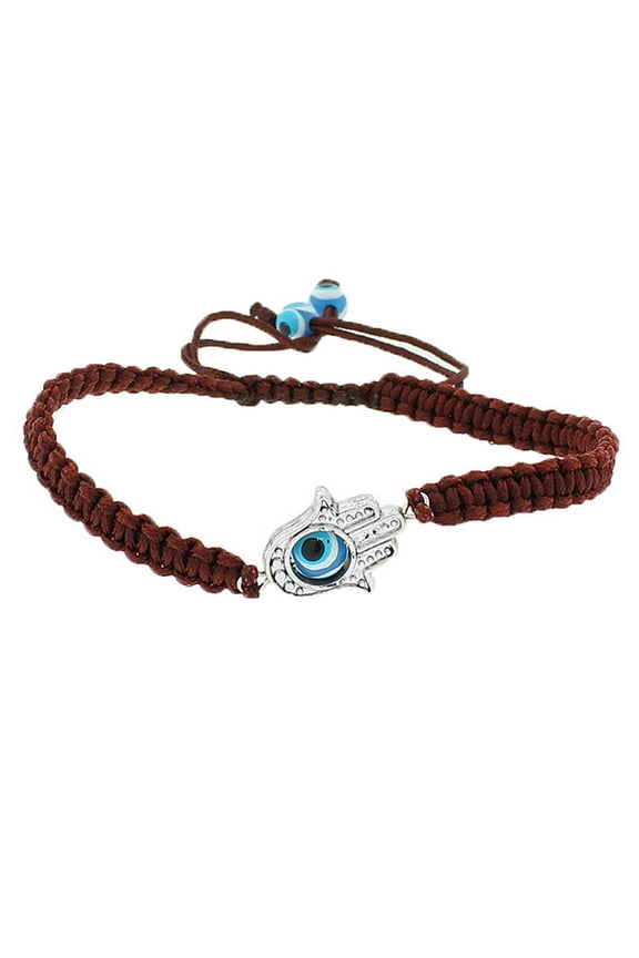 Fashion Alloy Brown Cord Evil Eye Hamsa Macrame Adjustable Bracelet