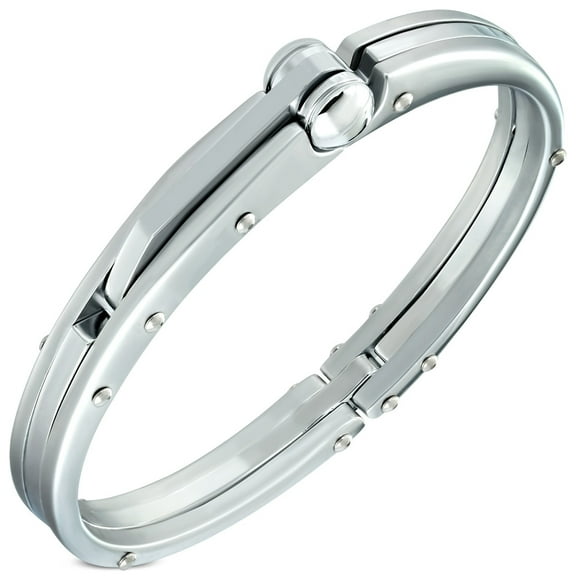 Fashion Alloy Silver-Tone Mens Handcuff Bracelet