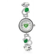 Fashion Alloy Silver-Tone Multicolor Love Heart Round Dial Womens Bracelet Watch