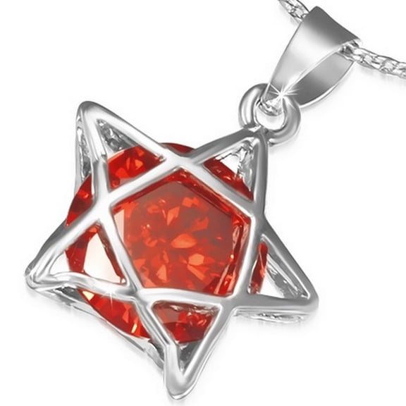 Fashion Alloy Silver-Tone Star CZ Womens Pendant Necklace