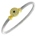 thumbnail image 1 of Fashion Alloy Two-Tone White Blue CZ Evil Eye Bangle Bracelet, 1 of 3