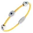 thumbnail image 1 of Fashion Alloy Two-Tone White Blue CZ Evil Eye Bangle Bracelet, 1 of 3