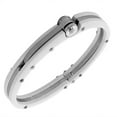 thumbnail image 1 of Fashion Alloy White Silver-Tone Handcuff Mens Bracelet with Clasp, 1 of 2