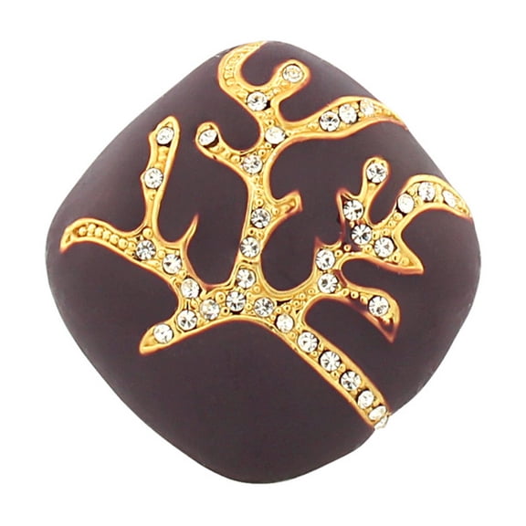 Fashion Alloy Yellow Gold-Tone Purple White Clear CZ Statement Cocktail Ring