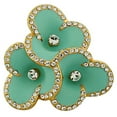 thumbnail image 1 of Fashion Alloy Yellow Gold-Tone Turquoise-Tone Enamel CZ Cocktail Flower Ring, 1 of 2