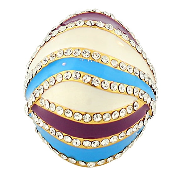 Fashion Alloy Yellow Gold-Tone White Blue Purple Clear CZ Statement Cocktail Ring