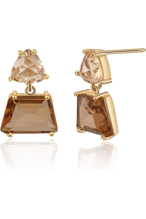 Fashion Amber Earrings Brown Drop Dangle Earrings for Women Hypoallergenic Brown Crystal Earrings for Sensitive Ears