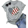 thumbnail image 1 of Fashion American Love Flag Print Tee Faith Family Freedom Short Sleeve Blouse T-Shirt Tops, 1 of 3