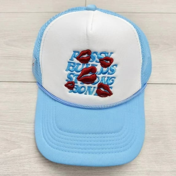 Fashion American Style Cotton Sunshade Cap Letters Lip Baseball Hats Street Truck Caps SKY BLUE