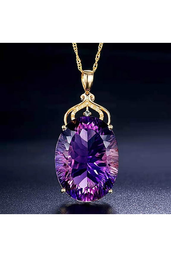 Fashion Amethyst Ladies Pendant Necklace Gemstone Necklace Holiday Gift