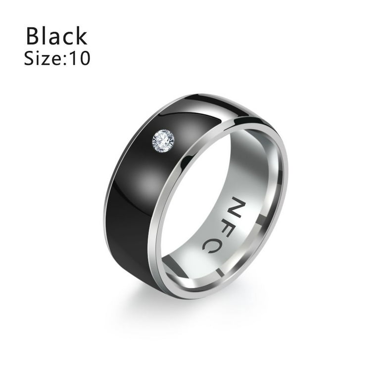 Fashion Android Phone Equipment Multifunctional Technology Intelligent  Wearable Connect NFC Finger Ring Smart BLACK 10 