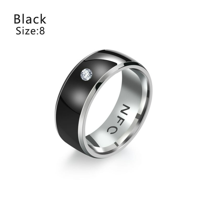 Fashion Android Phone Equipment Multifunctional Technology Intelligent  Wearable Connect NFC Finger Ring Smart BLACK 8 
