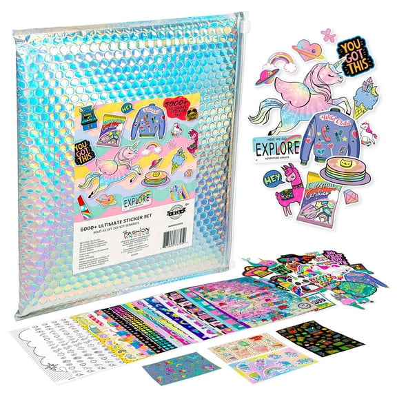 Fashion Angels: 5,000+ Ultimate Sticker Set - Cute Assorted Vinyl-3D-Puffy Stickers, Storage Pouch, Decorate Toys-Crafts-Notebooks-Journals, Kids 6+