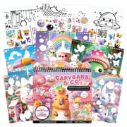 Fashion Angels Capybara & Co. Collage Activity Set - 10 Sticker-by-Number Posters, 15 Drawing Pages, 8 Sticker Sheets, Create Fantasy Lands, Kids 6+