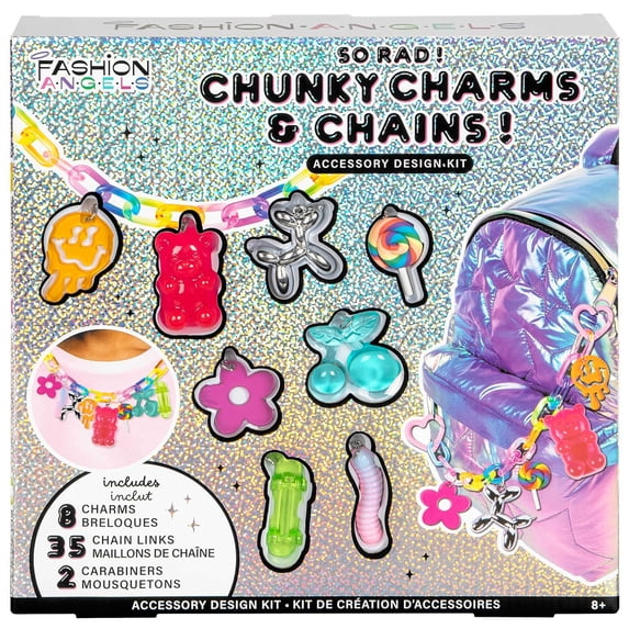 Fashion Angels: Chunky Charms & Chains - So Rad - Accessory Design Kit, DIY Hyperlink Keychains & Jewelry Trendy Craft, Y2K Charms, 35 Links, Kids 8+
