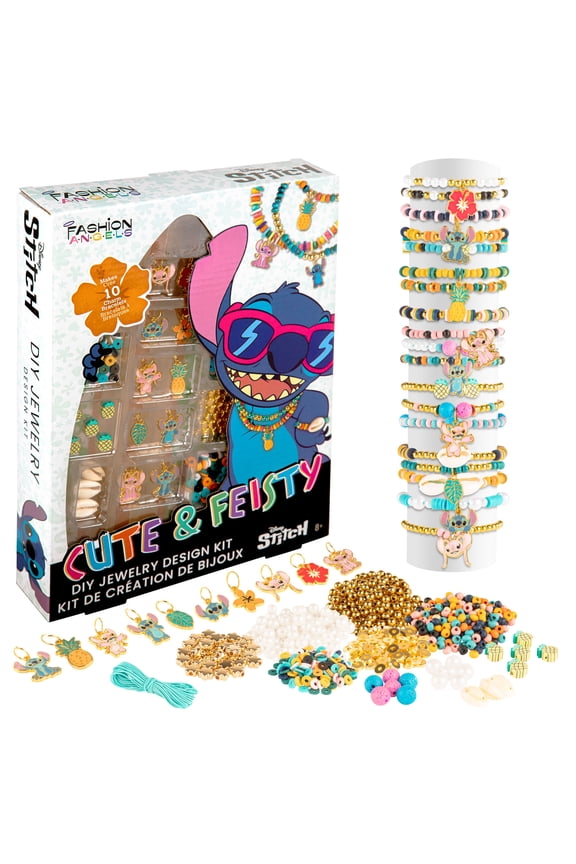 : Disney Stitch: Cute & Feisty - DIY Jewelry Design Kit, Craft & Make 10 Colorful Charm Bracelets, Pineapple-Shell-Lava Beads, Kids 8+