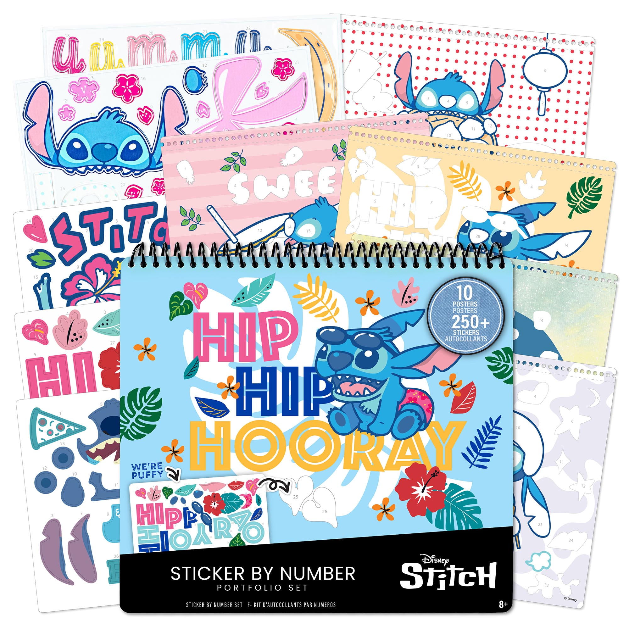 Fashion Angels: Disney Stitch - Sticker By Number Portfolio Set - 250+ Stickers, 10 Activity Posters, Themed Scenes, Puffy & Glossy Stickers, Kids 8+