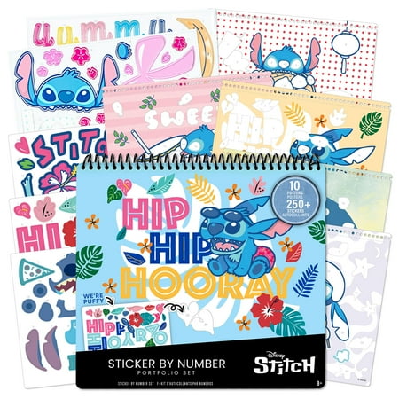 Fashion Angels: Disney Stitch - Sticker By Number Portfolio Set - 250+ Stickers, 10 Activity Posters, Themed Scenes, Puffy & Glossy Stickers, Kids 8+