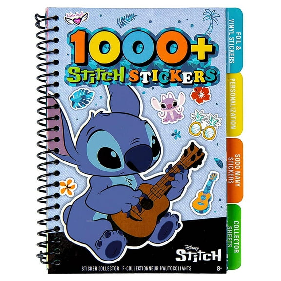 Fashion Angels: Disney Stitch - Sticker Collector Book - 1000+ Themed Stickers, Holographic-Vinyl-Colorful, 4 Tabbed Sections, Spiral Bound, Kids 8+