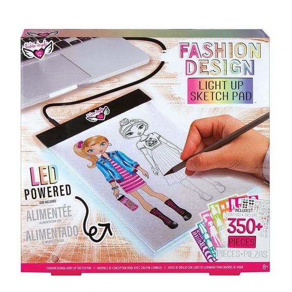 Fashion Angels Fashion Design Light Pad Sketch Set 12521 Light Up Tracing Pad, Includes USB, Ultra Thin Tablet,multi