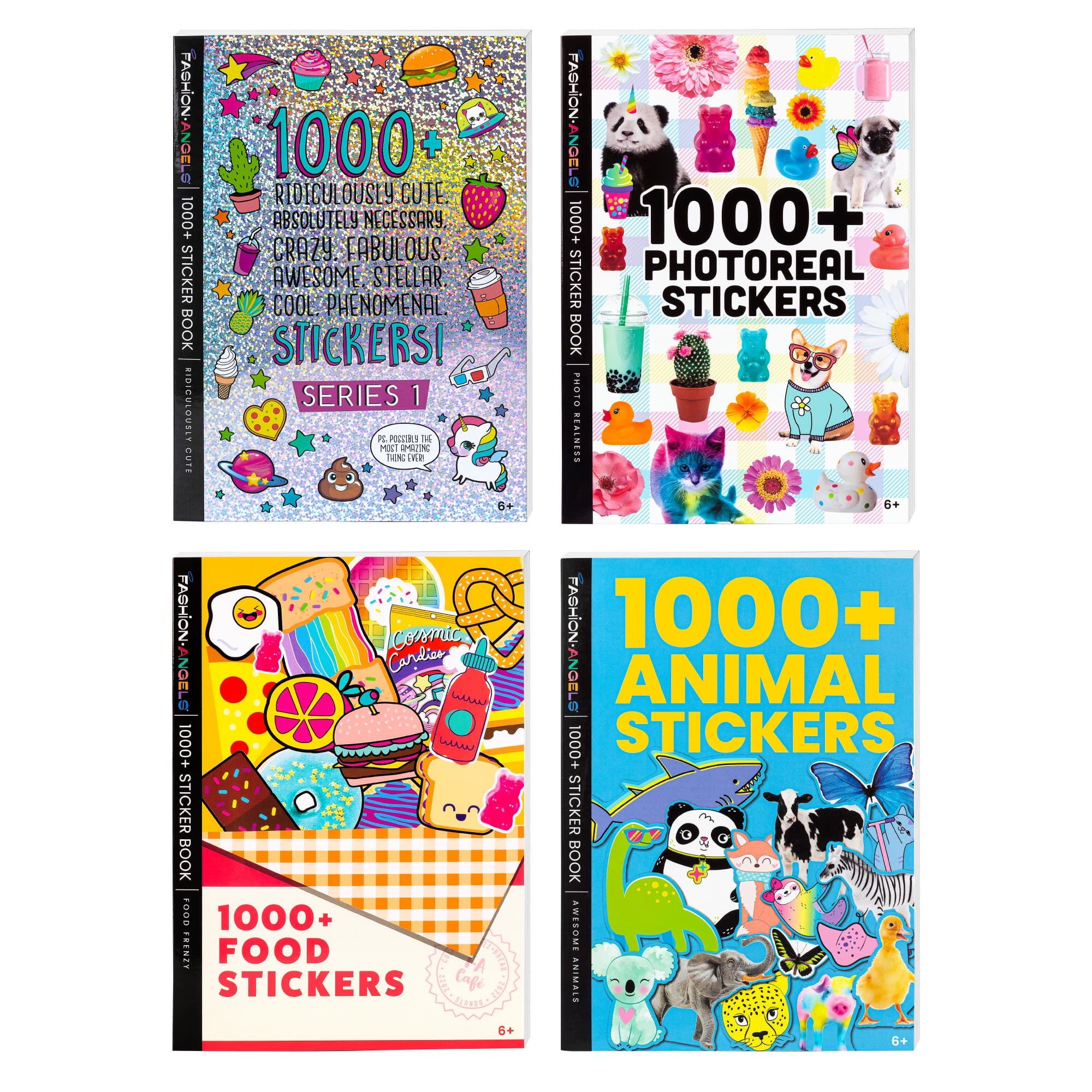 Fashion Angels: Sticker Book Bundle - 4 Pack - Includes 4,000+ Stickers In Fun & Colorful Themes, Cute-Food-Photographs-Animals, Girls-Tweens-Kids 6+