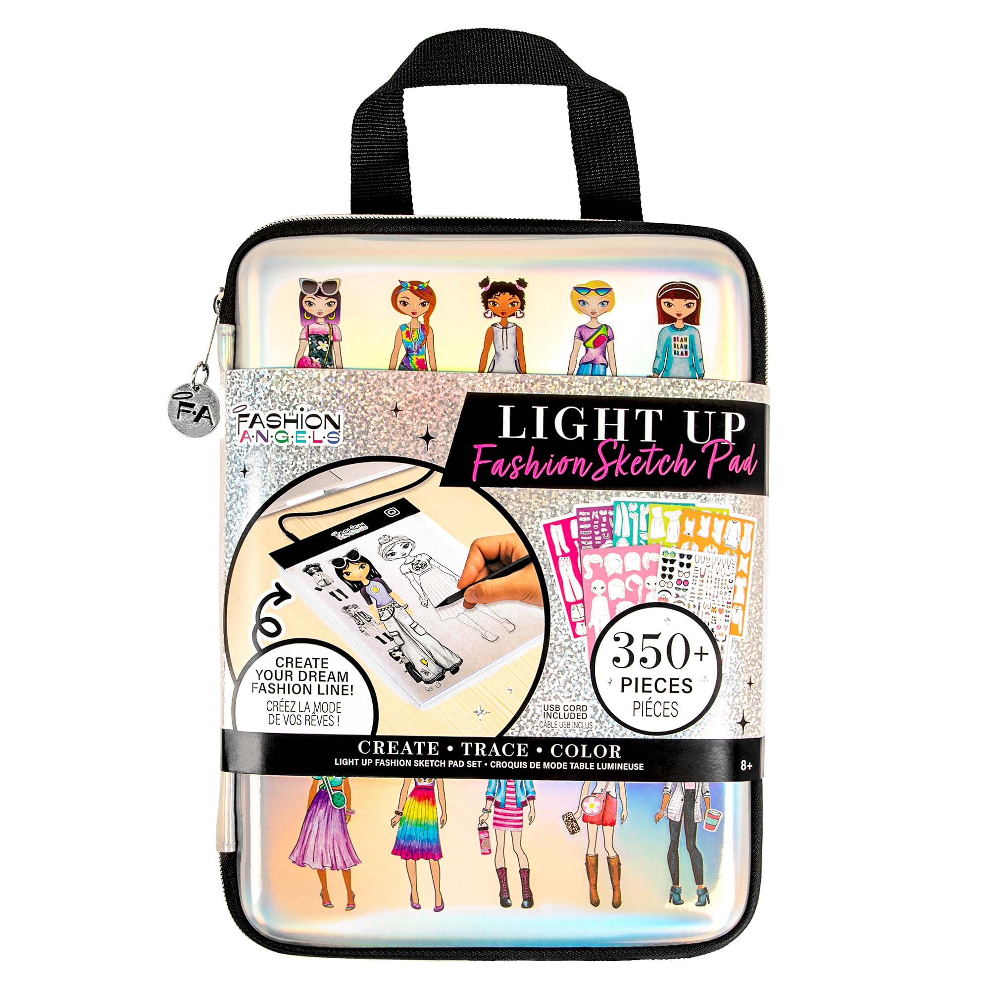 Fashion Angels Tween Activity Fashion Designer Light up Sketch Pad Drawing Set Multicolor Carry Case
