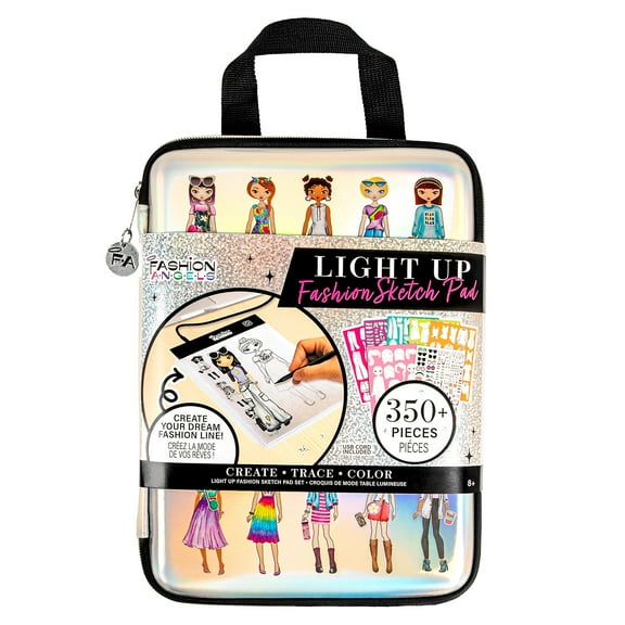 Fashion Angels Tween Activity Fashion Designer Light up Sketch Pad Drawing Set Multicolor Carry Case
