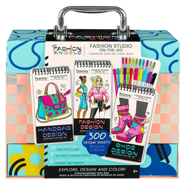 Fashion Angels Tween Activity Kit Multi-Color Fashion Art Theme Tote  Portfolios 3 Paper Sketch Books