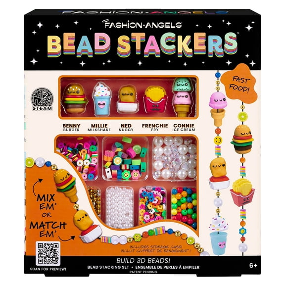 Fashion Angels Tween Mutli-Colored Bead Stackers Jewelry Making & Bead Activity Kit Fast Food Theme