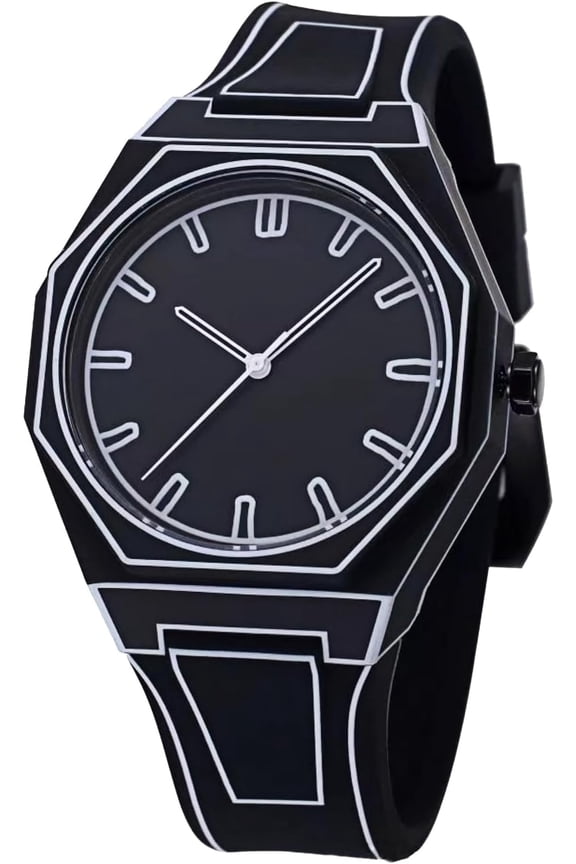 Fashion Anime-Sketch Minimalist Men's Quartz Analog Watch with Silicone Band Trend Creative Design Sport Casual Waterproof Wristwatch Easy to Read