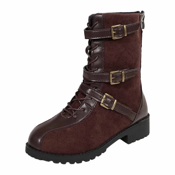 Fashion Ankle Boots with Leather Upper and Side Buckle Features for Comfortable Autumn Winter Footwear