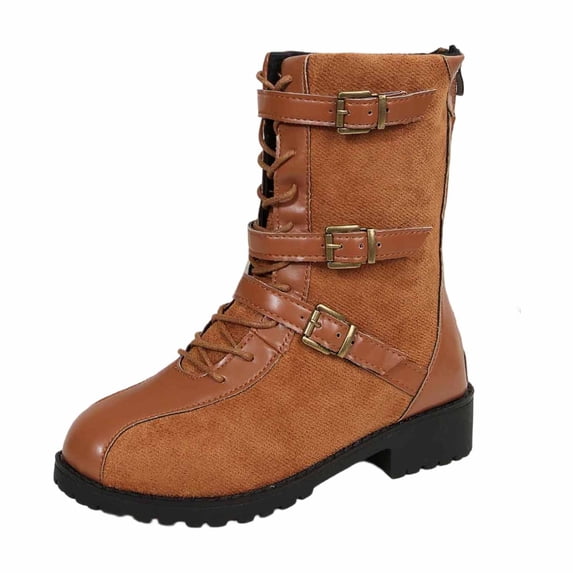 Fashion Ankle Boots with Leather Upper and Side Buckle Features for Comfortable Autumn Winter Footwear