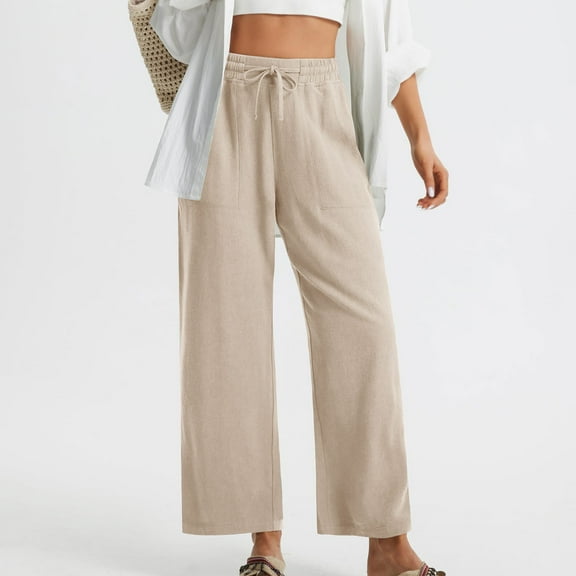 Fashion Ankle Length Pants for Women Solid Color Trousers with Side Pockets Wrinkle Free Fabric Casual Daily Office Wear Everyday Essentials Plus Size Outfit