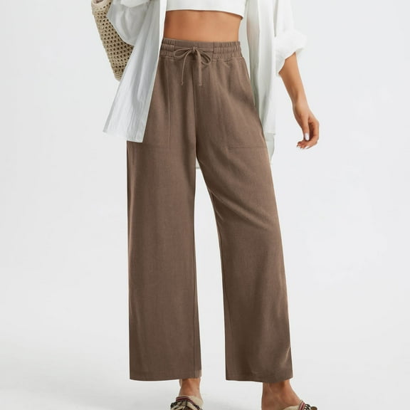 Fashion Ankle Length Pants for Women Solid Color Trousers with Side Pockets Wrinkle Free Fabric Casual Daily Office Wear Everyday Essentials Plus Size Outfit