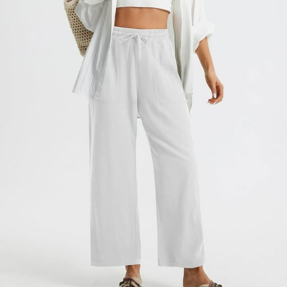 Fashion Ankle Length Pants for Women Solid Color Trousers with Side Pockets Wrinkle Free Fabric Casual Daily Office Wear Everyday Essentials Plus Size Outfit